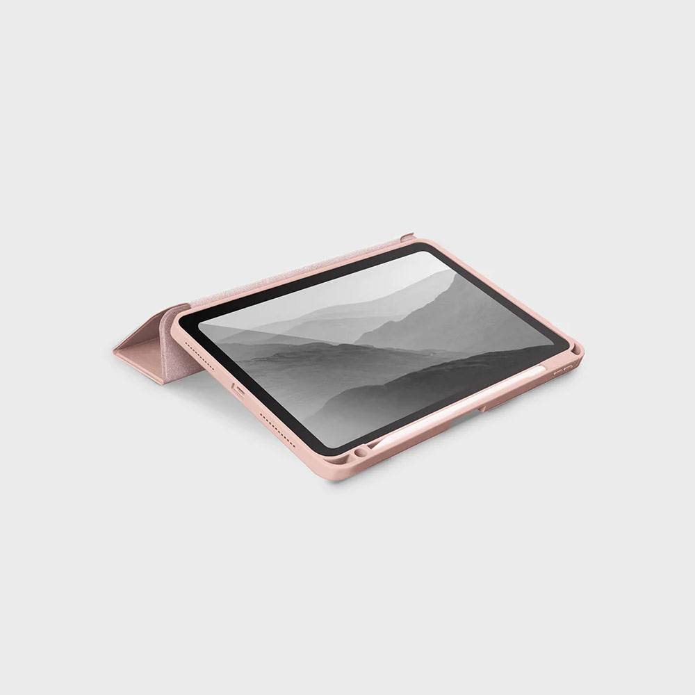 Picture of Apple iPad Air 10.9 5th Gen 2022 Case | Uniq Moven Tough Hybrid Case with Clear Scratch-Resistant Black Protection Flip and Standable Case with Pen Storage for iPad Air 10.9 2020 2022(Pink)