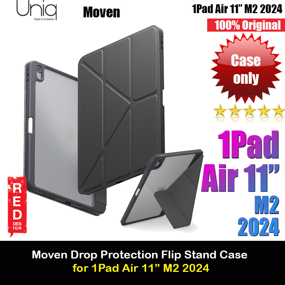 Picture of Uniq Moven Tough Hybrid Case with Clear Scratch-Resistant Black Protection Flip and Standable Case with Pen Storage for iPad Air 11 M2 2024 (Grey) Apple iPad Air 11 M2 2024- Apple iPad Air 11 M2 2024 Cases, Apple iPad Air 11 M2 2024 Covers, iPad Cases and a wide selection of Apple iPad Air 11 M2 2024 Accessories in Malaysia, Sabah, Sarawak and Singapore 