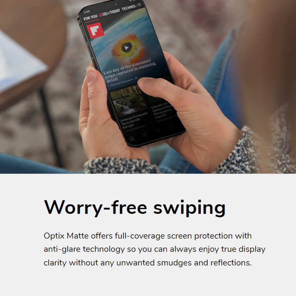 Picture of Apple iPhone 15 Pro 6.1 Screen Protector | Uniq Optix Matte Anti Glare Tempered Glass Screen Protector with Installation Helper Kit for iPhone 15 Pro 6.1 (Matte)