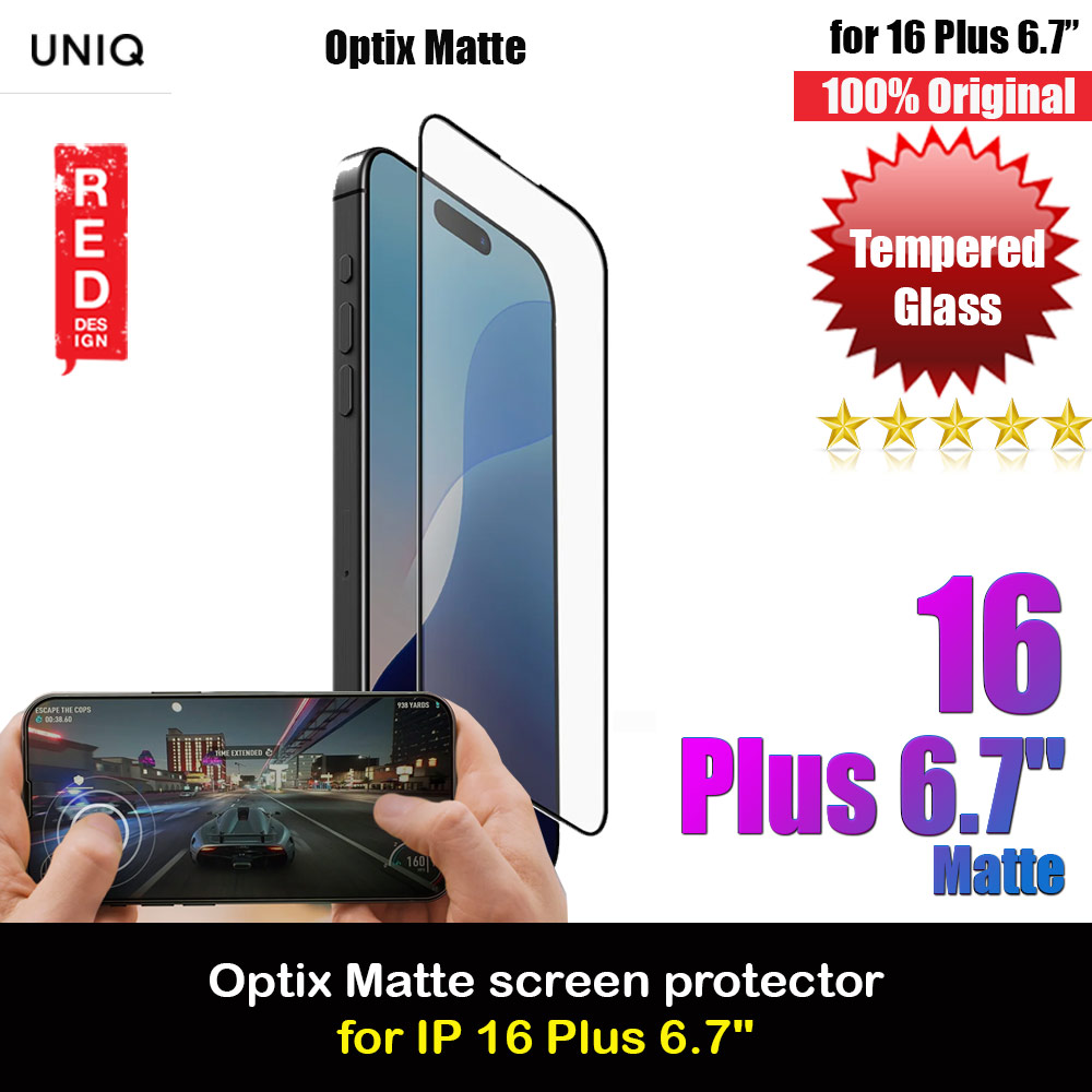 Picture of Uniq Optix Matte Anti Glare Tempered Glass Screen Protector with Installation Helper Kit for iPhone 16 Plus 6.7 (Matte) Apple iPhone 16 Plus 6.7- Apple iPhone 16 Plus 6.7 Cases, Apple iPhone 16 Plus 6.7 Covers, iPad Cases and a wide selection of Apple iPhone 16 Plus 6.7 Accessories in Malaysia, Sabah, Sarawak and Singapore 