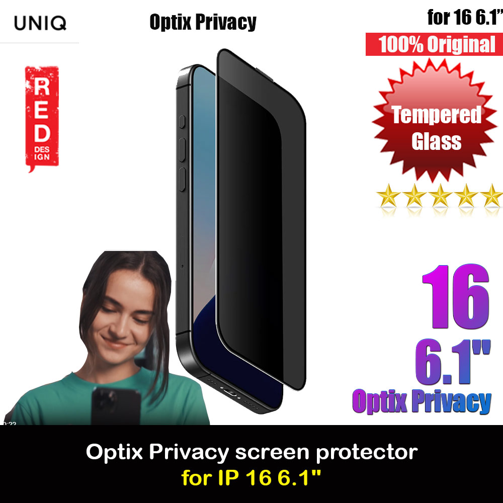 Picture of Uniq Optix Privacy Anti View Anti Peep Tempered Glass Screen Protector with Installation Helper Kit for iPhone 16 6.1 (Privacy) Apple iPhone 16 6.1- Apple iPhone 16 6.1 Cases, Apple iPhone 16 6.1 Covers, iPad Cases and a wide selection of Apple iPhone 16 6.1 Accessories in Malaysia, Sabah, Sarawak and Singapore 