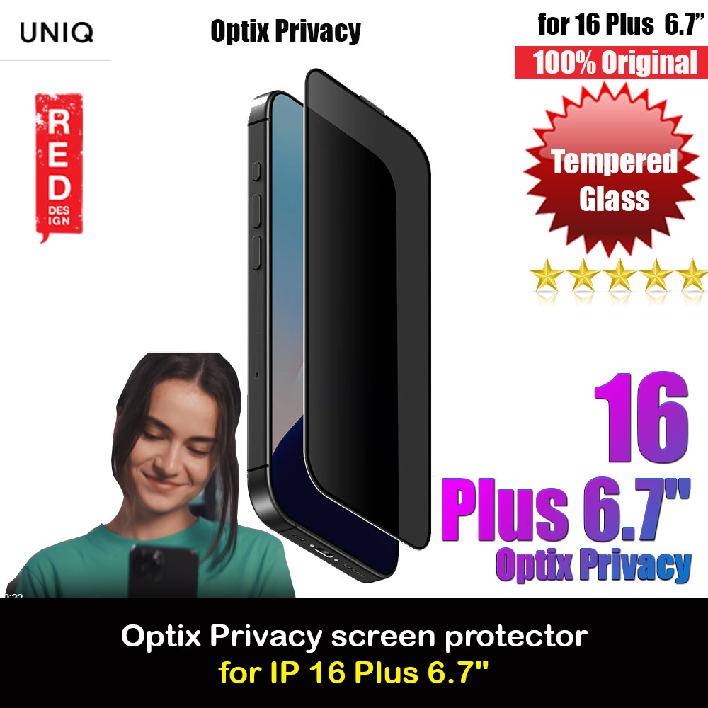 Picture of Uniq Optix Privacy Anti View Anti Peep Tempered Glass Screen Protector with Installation Helper Kit for iPhone 16 Plus 6.7 (Privacy) Apple iPhone 16 Plus 6.7- Apple iPhone 16 Plus 6.7 Cases, Apple iPhone 16 Plus 6.7 Covers, iPad Cases and a wide selection of Apple iPhone 16 Plus 6.7 Accessories in Malaysia, Sabah, Sarawak and Singapore 