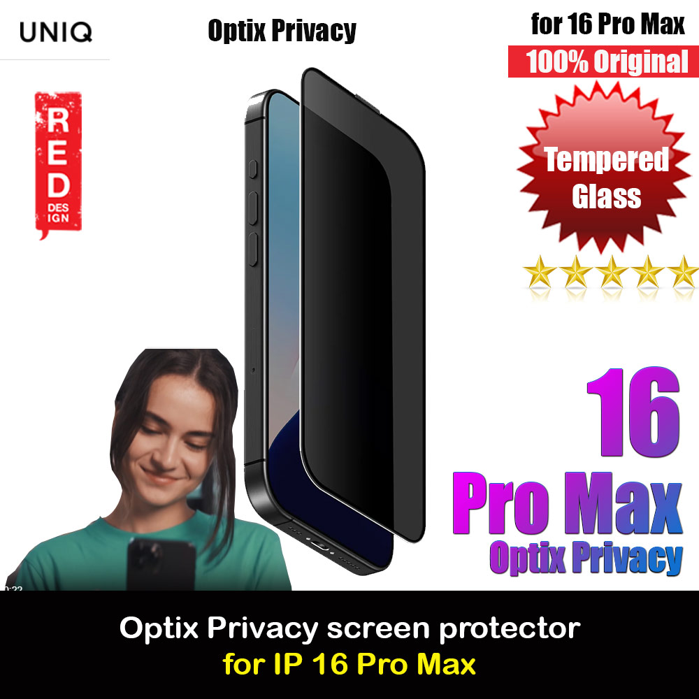 Picture of Uniq Optix Privacy Anti View Anti Peep Tempered Glass Screen Protector with Installation Helper Kit for iPhone 16 Pro Max 6.9 (Privacy) Apple iPhone 16 Pro Max 6.9- Apple iPhone 16 Pro Max 6.9 Cases, Apple iPhone 16 Pro Max 6.9 Covers, iPad Cases and a wide selection of Apple iPhone 16 Pro Max 6.9 Accessories in Malaysia, Sabah, Sarawak and Singapore 