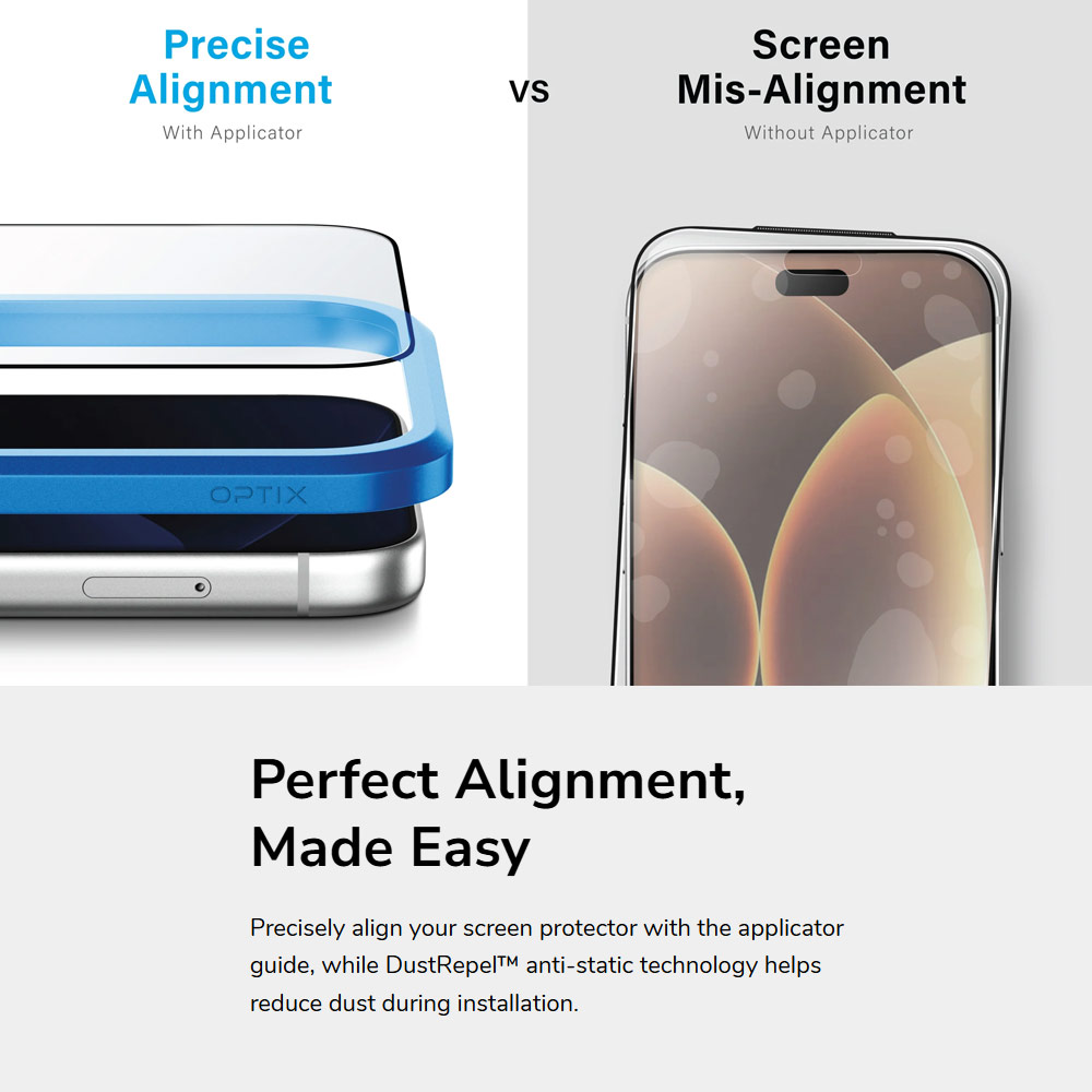 Picture of Apple iPhone 18 Pro Screen Protector | Uniq Optix Vision Anti-Reflective Tempered Glass Screen Protector for iPhone 18 Pro - Anti-Reflective Clear