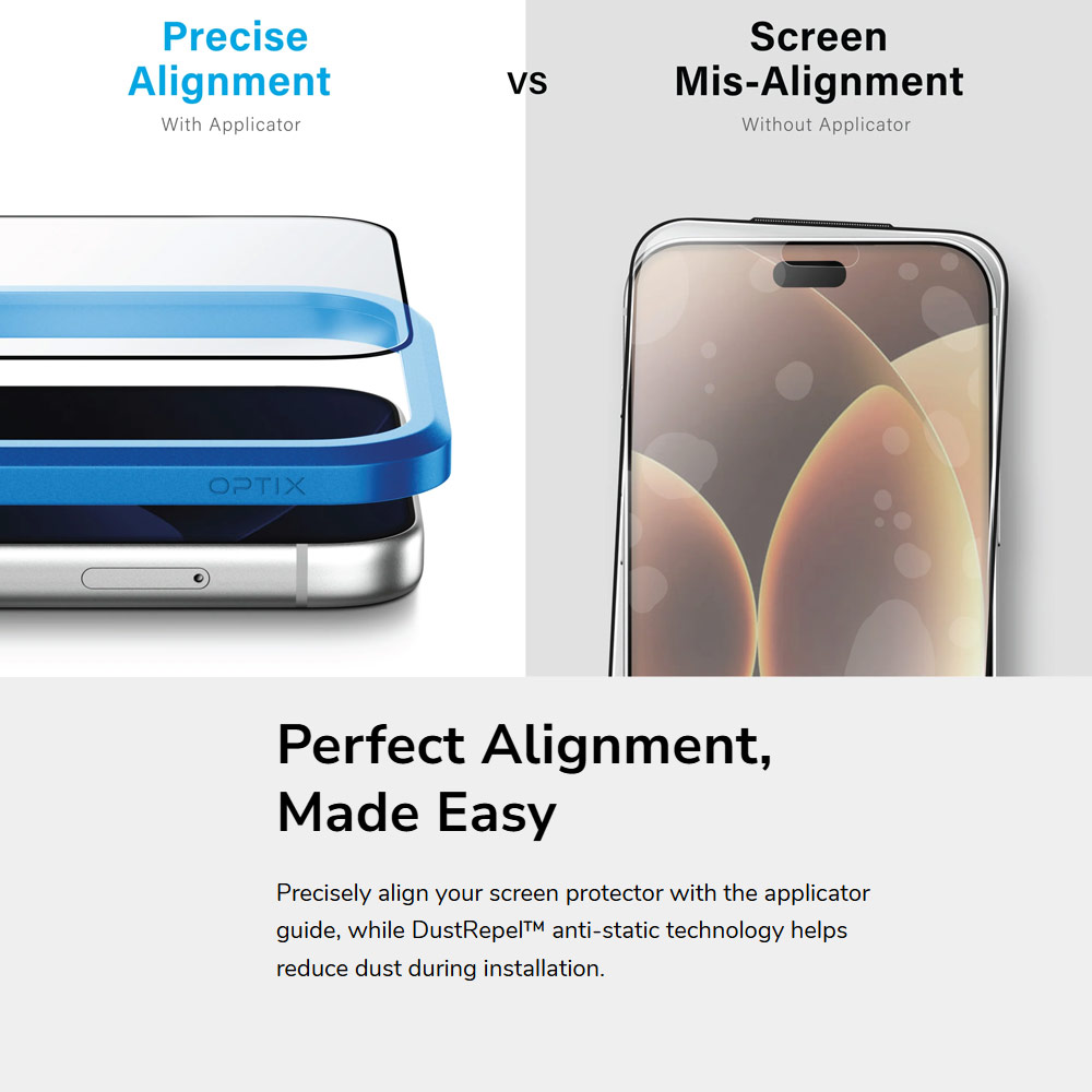 Picture of Apple iPhone 18 Pro Screen Protector | Uniq Optix Vision OptiView Anti Blue Light Tempered Glass Screen Protector for iPhone 18 Pro - Anti Blue Light