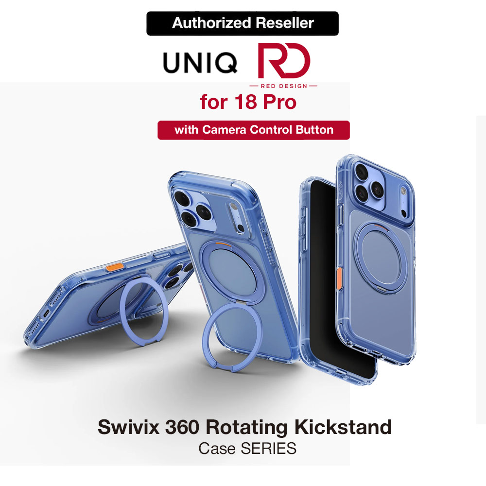 Picture of Uniq Swivix 360 Rotating Kickstand Magnetic Drop Protection Case with Camera Control Button for iPhone 18 Pro- Polar Blue Apple iPhone 18 Pro- Apple iPhone 18 Pro Cases, Apple iPhone 18 Pro Covers, iPad Cases and a wide selection of Apple iPhone 18 Pro Accessories in Malaysia, Sabah, Sarawak and Singapore