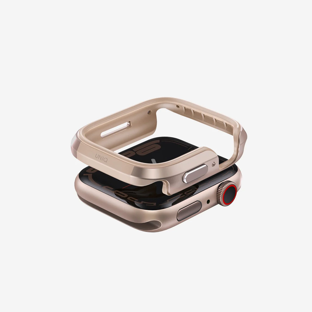 Picture of Apple Watch 10 46mm Case | Uniq Valencia Hybrid Series Case with Reinforced Aluminum TPU Material for Apple Watch Series 10 46mm (Gold)