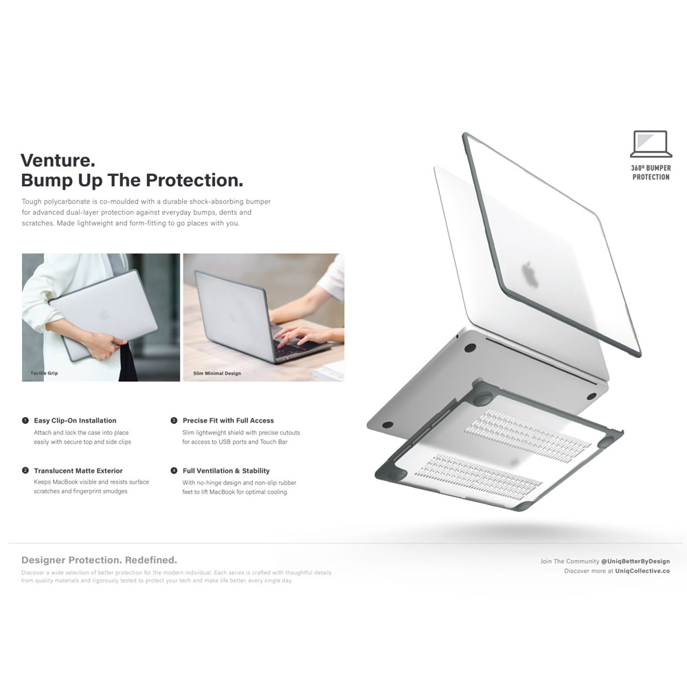 Picture of Apple MacBook Air 13\" 2020 Case | Uniq Venture Frosted Series Protection Case for Apple Macbook Air 13" 2018 2019 2020 2021 (Matte Clear)