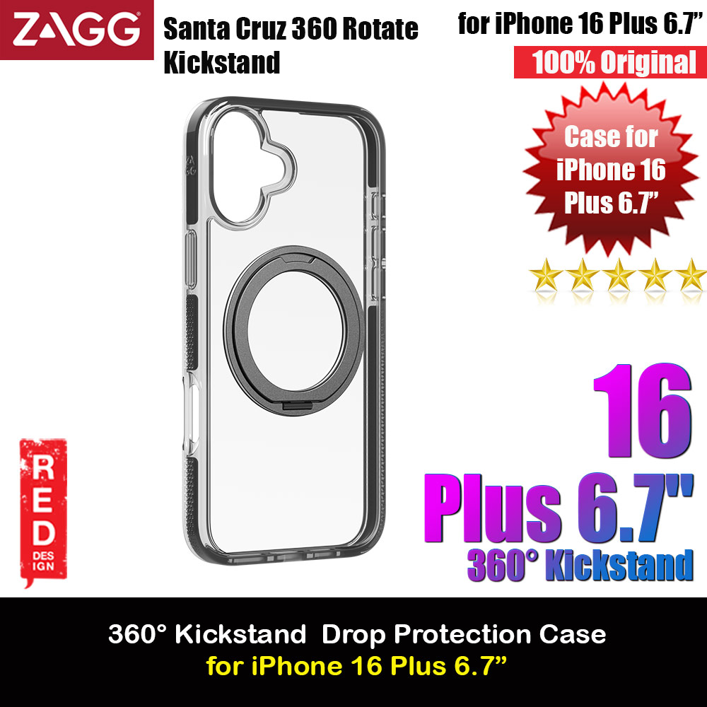 Picture of Zagg Santa Cruz Snap 360 Degree Kickstand Phone Ring Magnetic Drop Protection Case for iPhone 16 Plus 6.7 (Black) Apple iPhone 16 Plus 6.7- Apple iPhone 16 Plus 6.7 Cases, Apple iPhone 16 Plus 6.7 Covers, iPad Cases and a wide selection of Apple iPhone 16 Plus 6.7 Accessories in Malaysia, Sabah, Sarawak and Singapore 