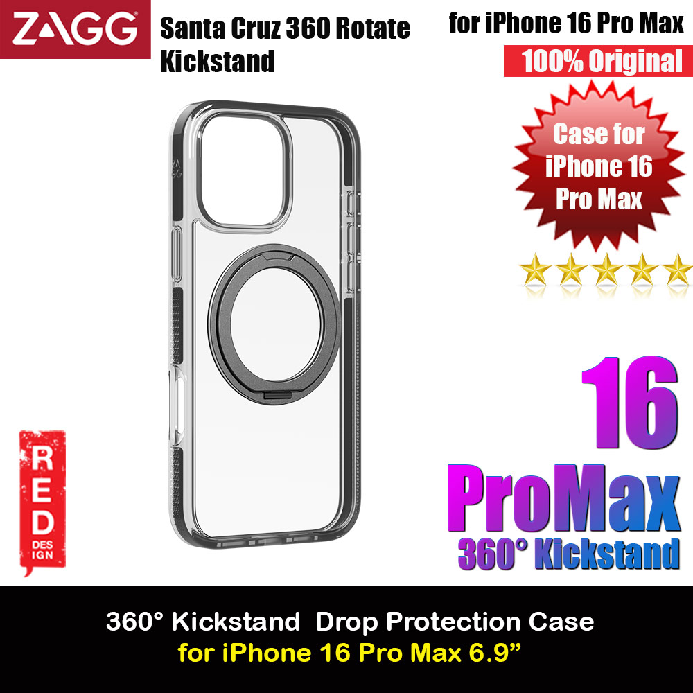 Picture of Zagg Santa Cruz Snap 360 Degree Kickstand Phone Ring Magnetic Drop Protection Case for iPhone 16 Pro Max 6.9 (Black) Apple iPhone 16 Pro Max 6.9- Apple iPhone 16 Pro Max 6.9 Cases, Apple iPhone 16 Pro Max 6.9 Covers, iPad Cases and a wide selection of Apple iPhone 16 Pro Max 6.9 Accessories in Malaysia, Sabah, Sarawak and Singapore 