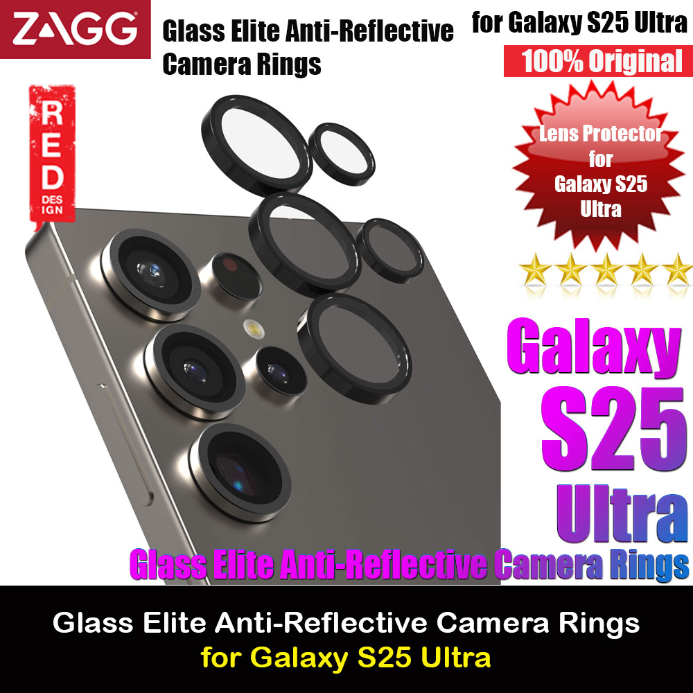 Picture of Zagg Glass Elite Anti-Reflective Camera Rings Frame Lens Protector for Galaxy S25 Ultra (5PCS Black) Samsung Galaxy S25 Ultra- Samsung Galaxy S25 Ultra Cases, Samsung Galaxy S25 Ultra Covers, iPad Cases and a wide selection of Samsung Galaxy S25 Ultra Accessories in Malaysia, Sabah, Sarawak and Singapore 