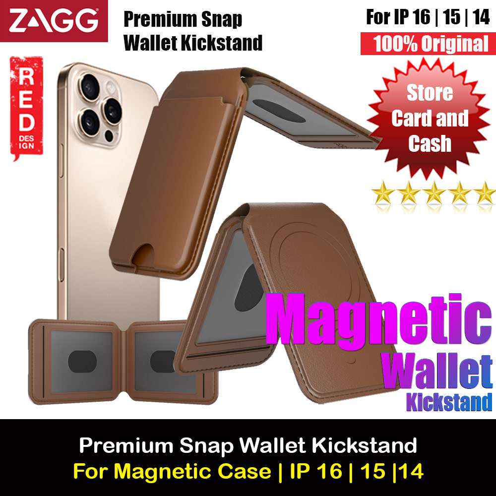 Picture of Zagg Premium Snap Wallet Magnetic Compatible Wallet with Kickstand for iPhone 14 Pro Max iPhone 15 Pro Max 16 Pro Max Card Holder Phone Stand (Brown) Apple iPhone 16 Pro Max 6.9- Apple iPhone 16 Pro Max 6.9 Cases, Apple iPhone 16 Pro Max 6.9 Covers, iPad Cases and a wide selection of Apple iPhone 16 Pro Max 6.9 Accessories in Malaysia, Sabah, Sarawak and Singapore 