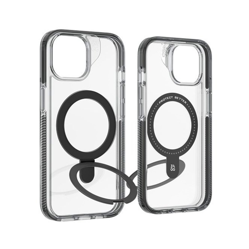 Picture of Apple iPhone 15 Pro 6.1 Case | Zagg Santa Cruz Snap Ring Stand Magnetic Drop Protection Case for iPhone 15 Pro 6.1 (Black)