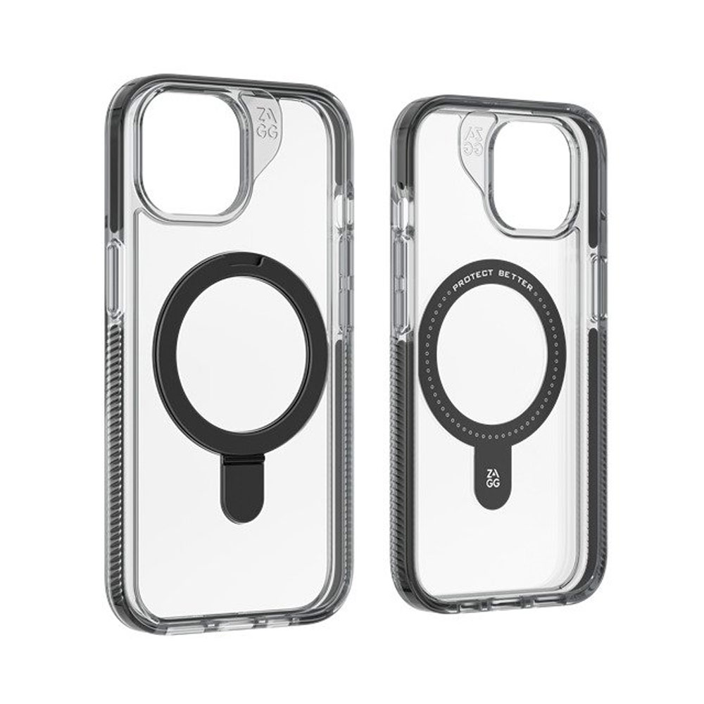 Picture of Apple iPhone 15 Pro 6.1 Case | Zagg Santa Cruz Snap Ring Stand Magnetic Drop Protection Case for iPhone 15 Pro 6.1 (Black)