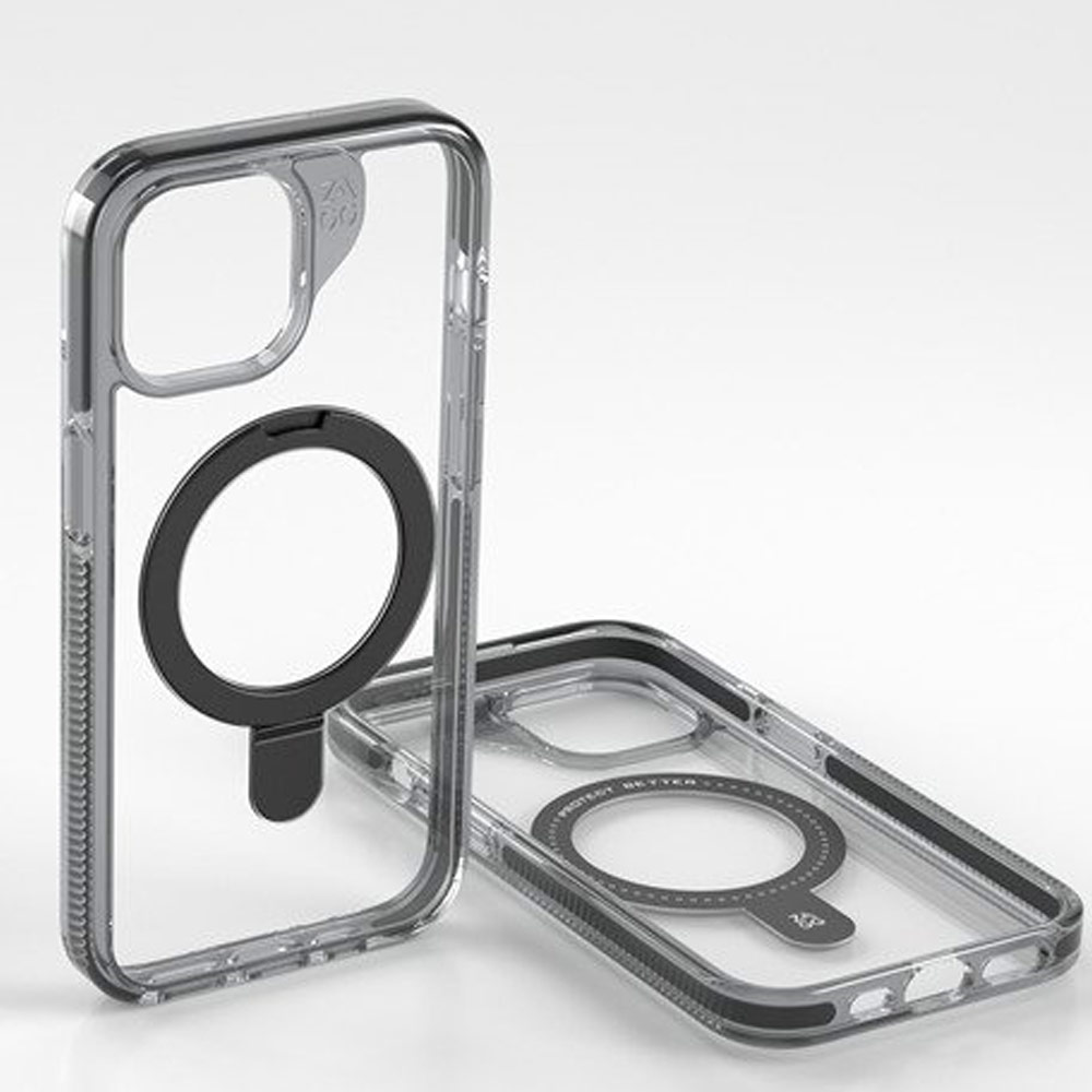 Picture of Apple iPhone 15 Pro 6.1 Case | Zagg Santa Cruz Snap Ring Stand Magnetic Drop Protection Case for iPhone 15 Pro 6.1 (Black)