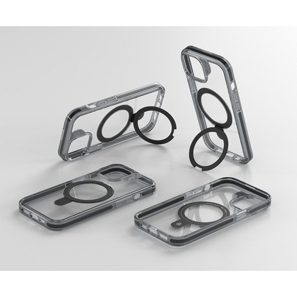 Picture of Apple iPhone 15 Pro 6.1 Case | Zagg Santa Cruz Snap Ring Stand Magnetic Drop Protection Case for iPhone 15 Pro 6.1 (Black)