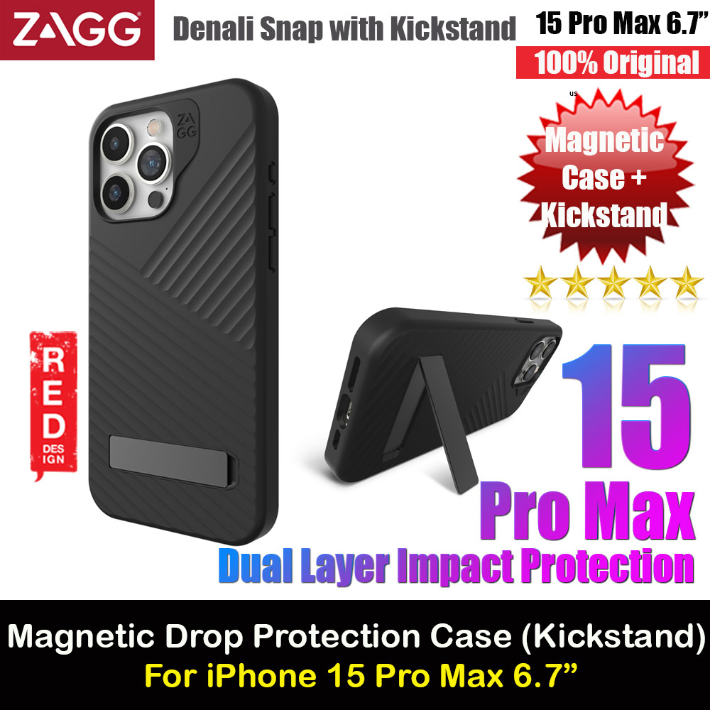 Picture of Zagg Denali Snap Kickstand Magnetic Dual Layer Drop Protection Case for iPhone 15 Pro Max 6.7 (Black) Apple iPhone 15 Pro Max 6.7- Apple iPhone 15 Pro Max 6.7 Cases, Apple iPhone 15 Pro Max 6.7 Covers, iPad Cases and a wide selection of Apple iPhone 15 Pro Max 6.7 Accessories in Malaysia, Sabah, Sarawak and Singapore 