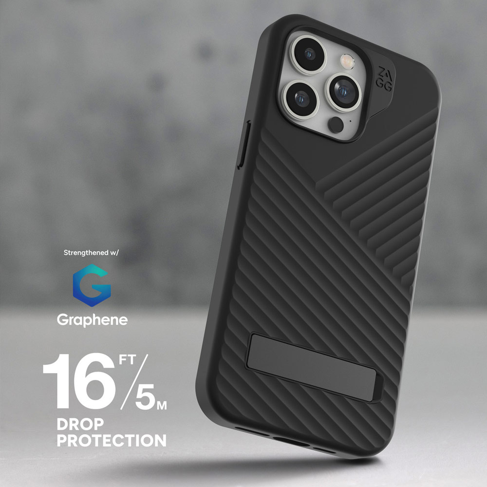 Picture of Apple iPhone 15 Pro 6.1 Case | Zagg Denali Snap Kickstand Magnetic Dual Layer Drop Protection Case for iPhone 15 Pro 6.1 (Blue)