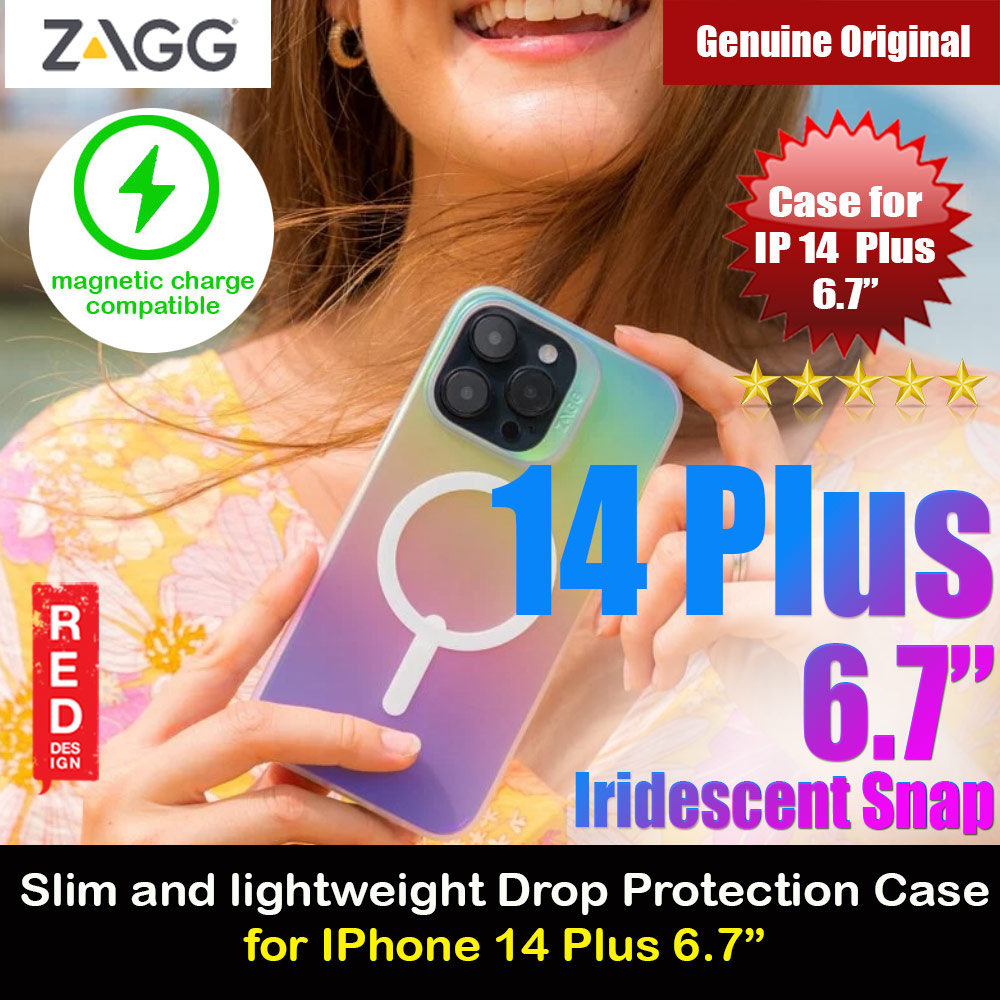 Picture of Zagg Iridescent Snap Slim Design Improved Grip Drop Protection Anti Finger Print Magsafe Compatible Case for iPhone 14 Plus 6.7 (Iridescent Matte Clear) Apple iPhone 14 Plus 6.7- Apple iPhone 14 Plus 6.7 Cases, Apple iPhone 14 Plus 6.7 Covers, iPad Cases and a wide selection of Apple iPhone 14 Plus 6.7 Accessories in Malaysia, Sabah, Sarawak and Singapore 