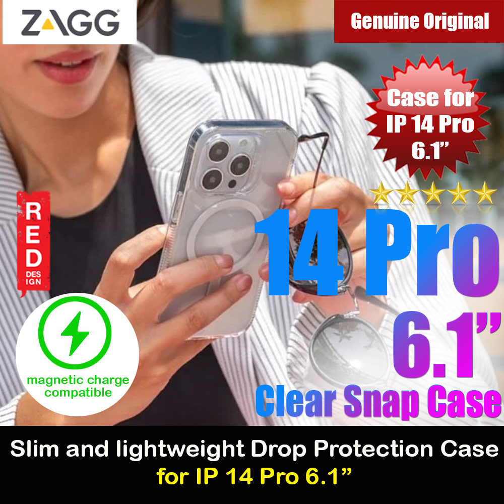 Picture of Zagg Clear Snap Slim Design Improved Grip Drop Protection Magsafe Compatible Case for iPhone 14 Pro 6.1 (Clear) Apple iPhone 14 Pro 6.1- Apple iPhone 14 Pro 6.1 Cases, Apple iPhone 14 Pro 6.1 Covers, iPad Cases and a wide selection of Apple iPhone 14 Pro 6.1 Accessories in Malaysia, Sabah, Sarawak and Singapore 