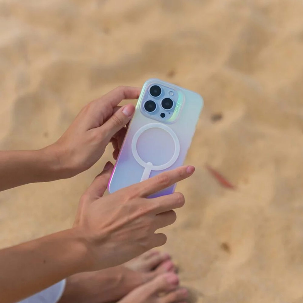 Picture of Apple iPhone 14 Plus 6.7 Case | Zagg Iridescent Snap Slim Design Improved Grip Drop Protection Anti Finger Print Magsafe Compatible Case for iPhone 14 Plus 6.7 (Iridescent Matte Clear)