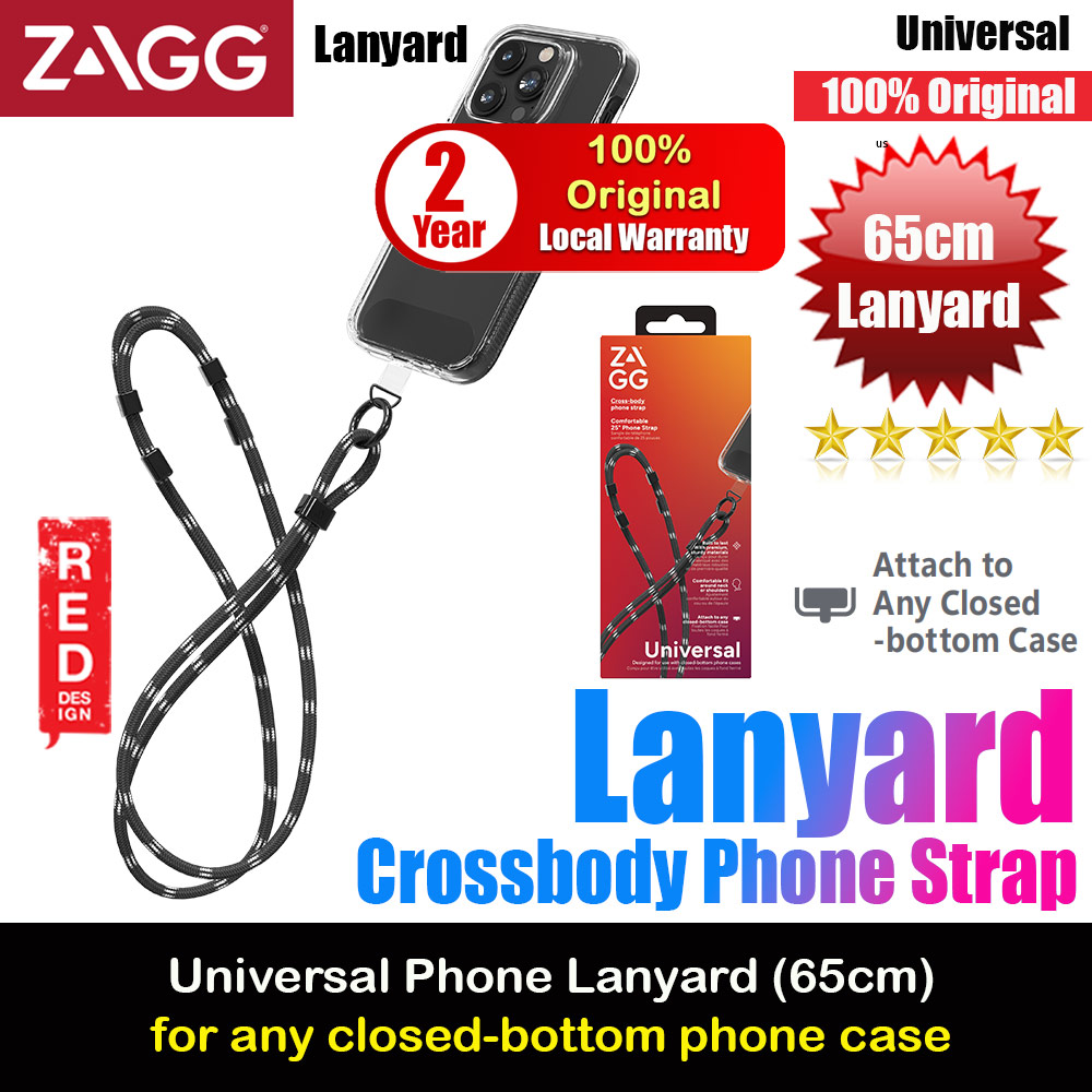 Picture of Zagg Crossbody Lanyard Shoulder Holder Link Strap 65cm for any closed-bottom phone case (Black) Red Design- Red Design Cases, Red Design Covers, iPad Cases and a wide selection of Red Design Accessories in Malaysia, Sabah, Sarawak and Singapore 