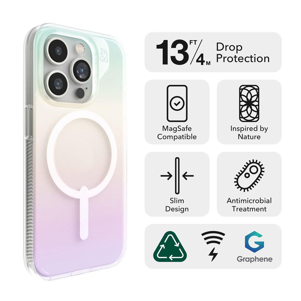 Picture of Apple iPhone 15 Pro 6.1 Case | Zagg Milan Snap Magnetic Drop Protection Case for iPhone 15 Pro 6.1 (Iridescent)
