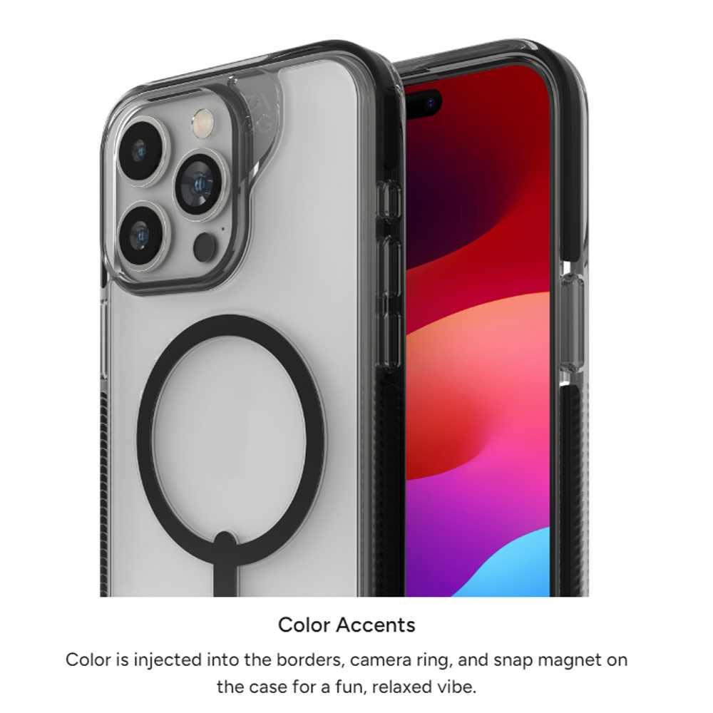 Picture of Apple iPhone 15 Pro 6.1 Case | Zagg Santa Cruz Snap Magnetic Slim Lightweight Non Slip Drop Protection Case for iPhone 15 Pro 6.1 (Black)