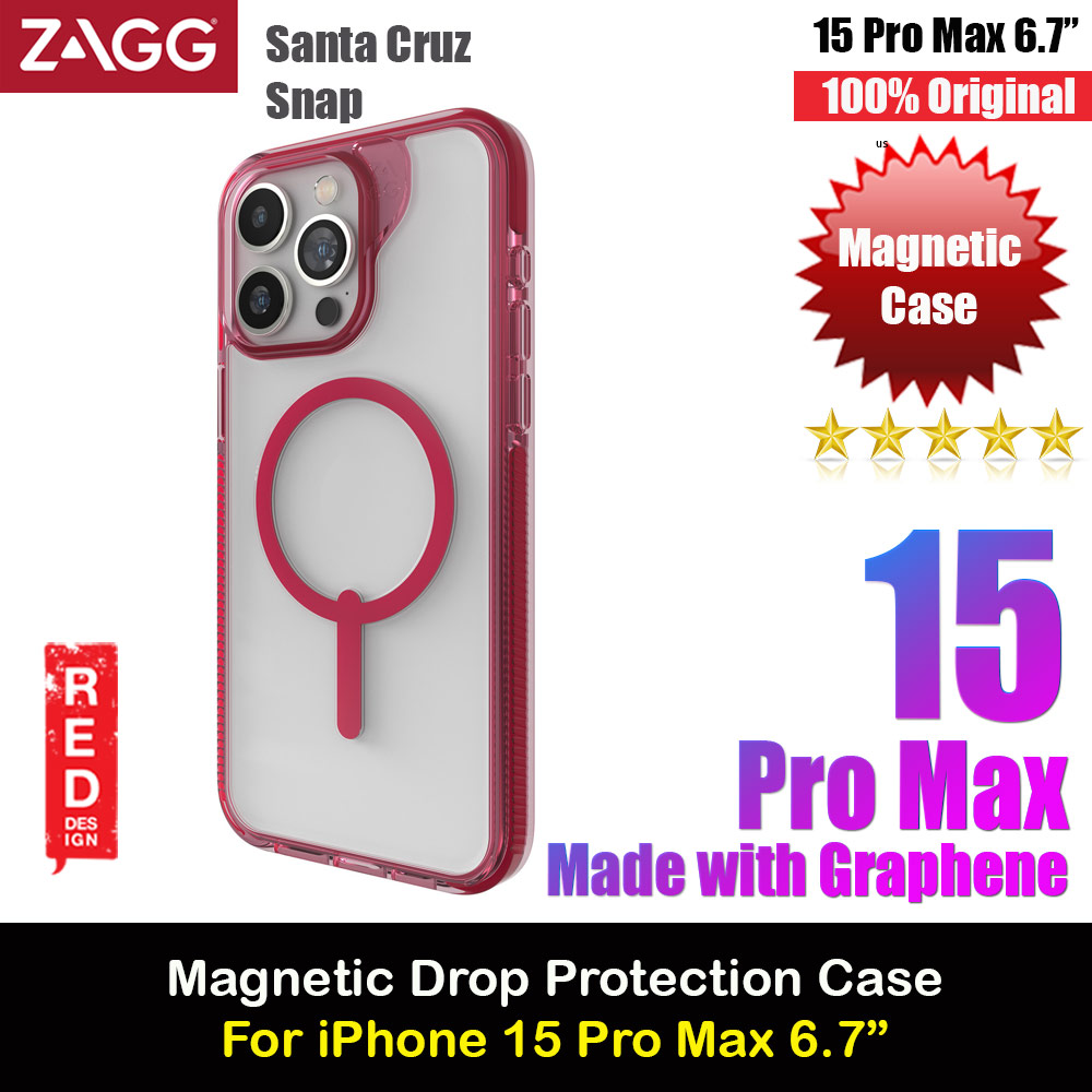 Picture of Zagg Santa Cruz Snap Magnetic Slim Lightweight Non Slip Drop Protection Case for iPhone 15 Pro Max 6.7 (Magenta) Apple iPhone 15 Pro Max 6.7- Apple iPhone 15 Pro Max 6.7 Cases, Apple iPhone 15 Pro Max 6.7 Covers, iPad Cases and a wide selection of Apple iPhone 15 Pro Max 6.7 Accessories in Malaysia, Sabah, Sarawak and Singapore 